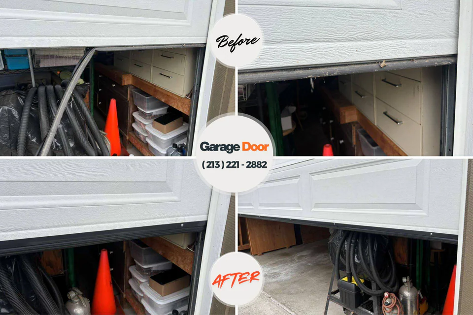 Before and after: garage door repair Myrtle Grove, FL